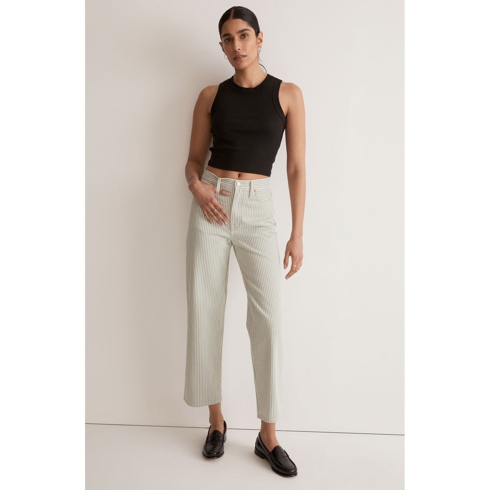 Madewell The Perfect Nonstretch Wide Leg Crop Jeans Striped 25